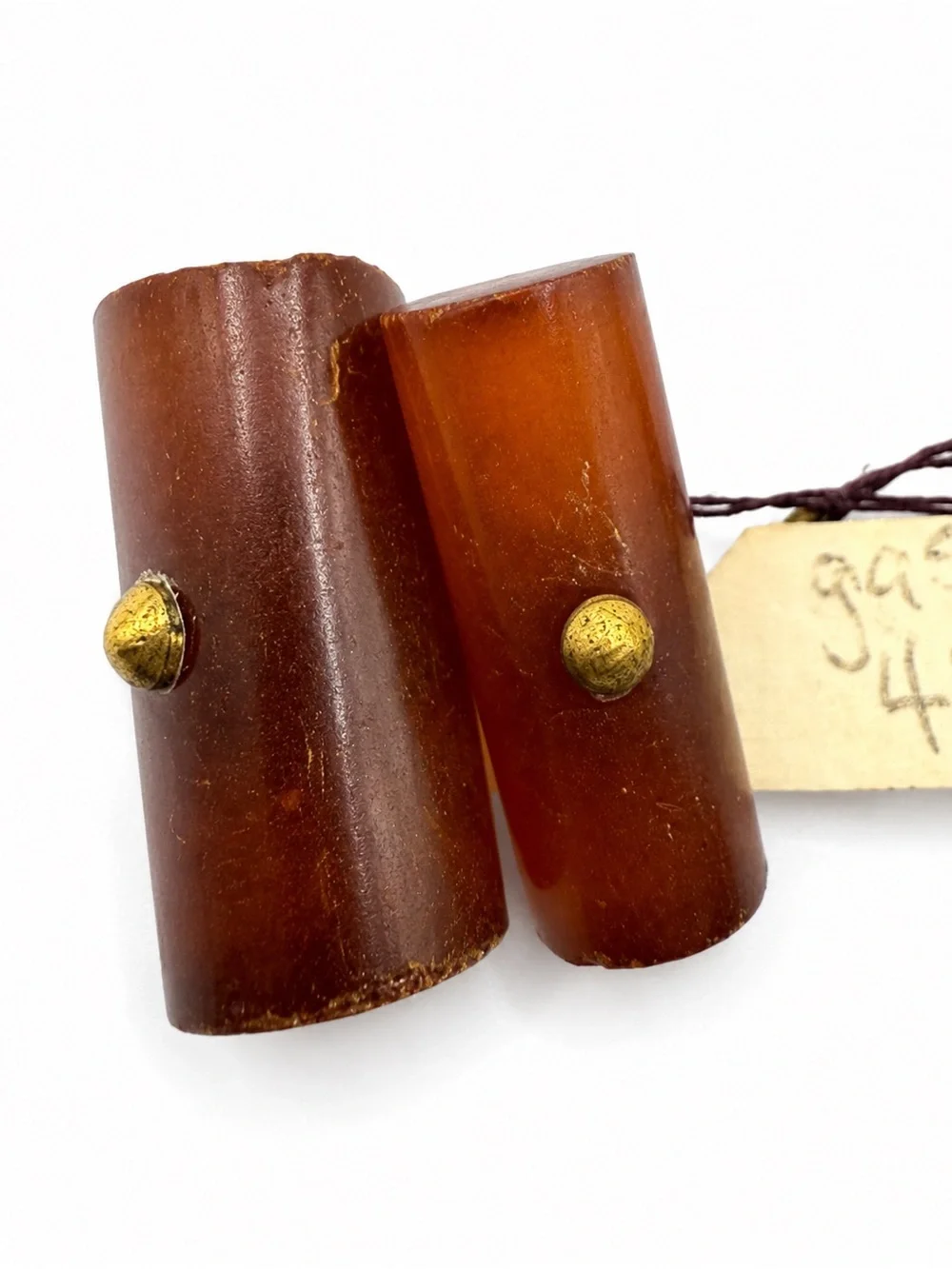 Vtg Bakelite Cufflinks Brown Amber Chain Link Double End Bar 1930s Art Deco
